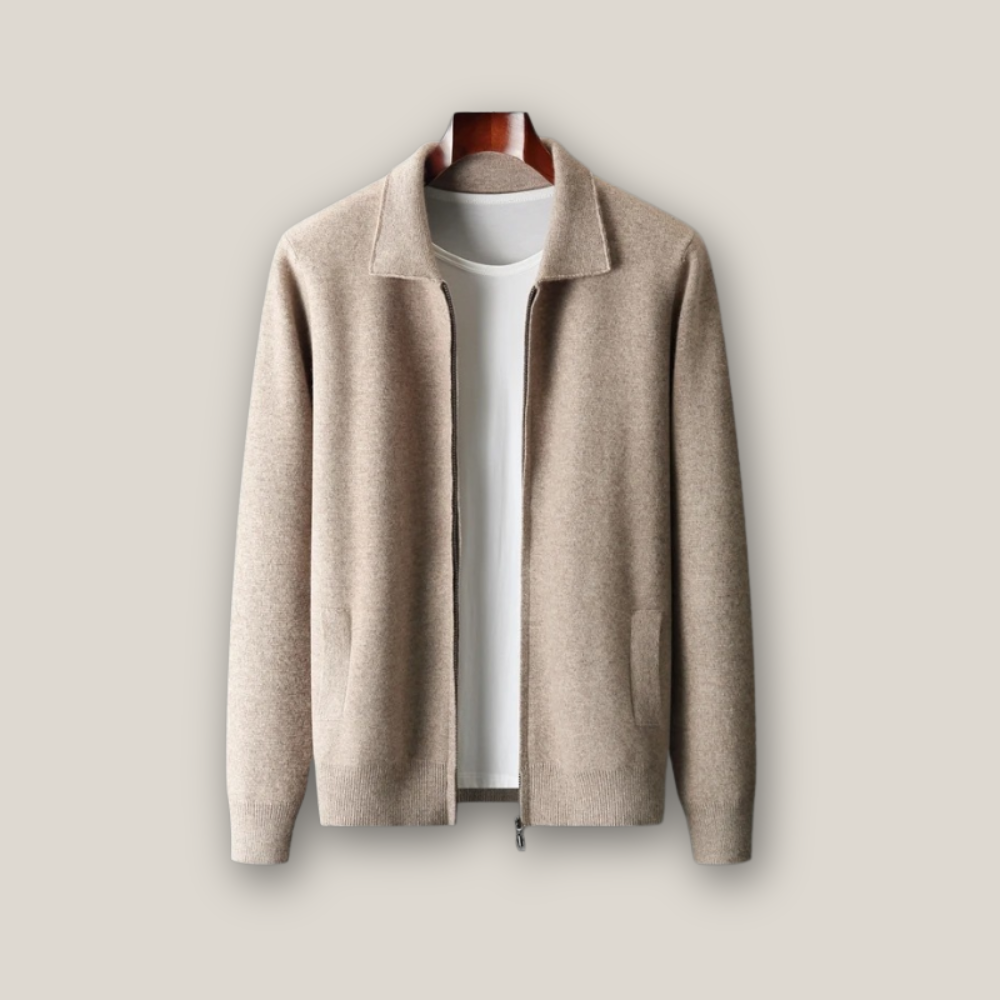 Viventi | Men's Casual Wool Zip Up Cardigan