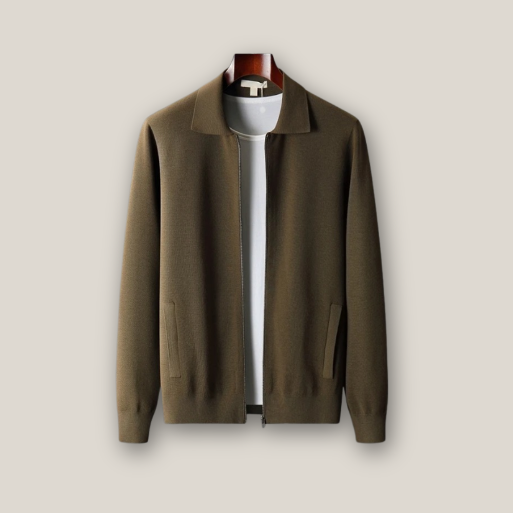 Viventi | Men's Casual Wool Zip Up Cardigan
