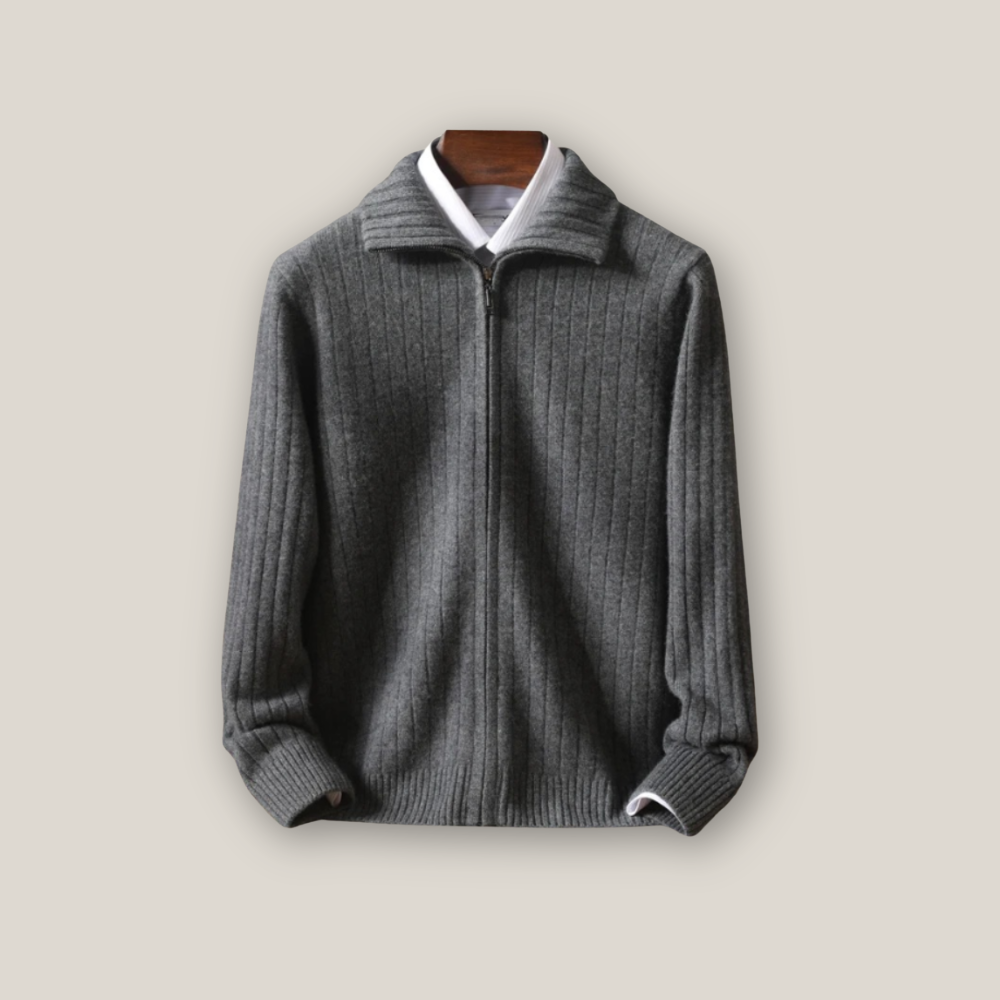 Viventi | Pull décontracté en laine mérinos avec fermeture éclair pour homme