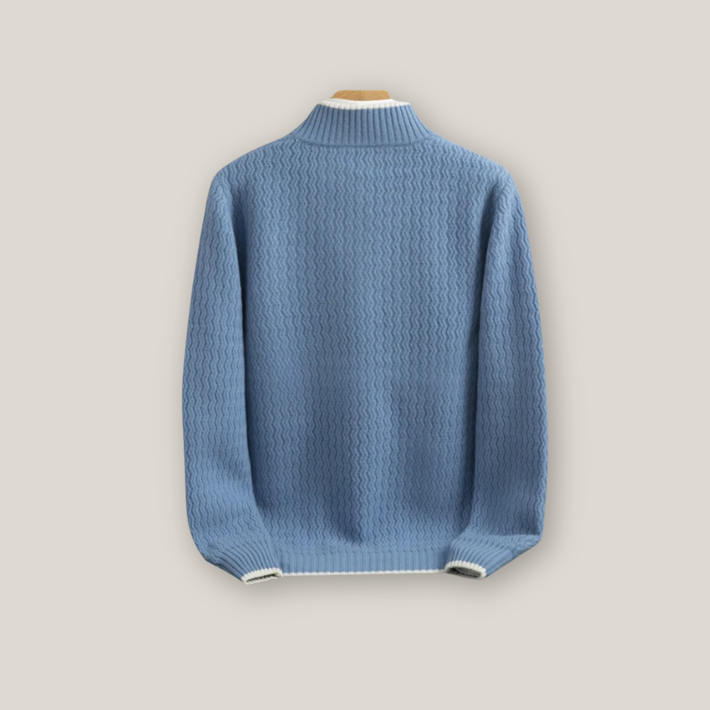 Viventi | Pull décontracté en laine à quart de zip pour homme