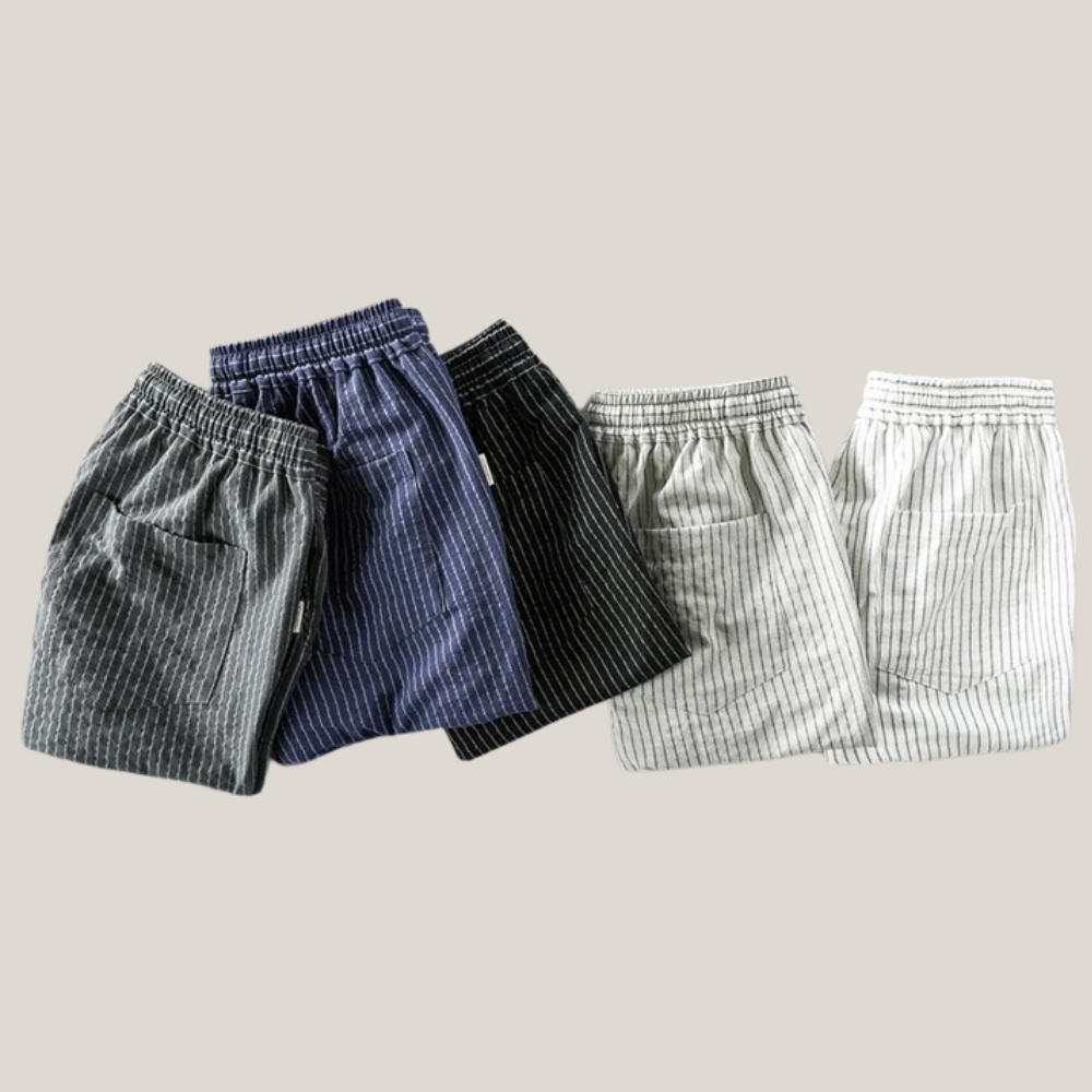 Viventi | Men's Casual Striped Linen Shorts