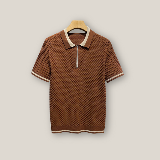 Viventi | Men's Casual Cotton Zip Polo