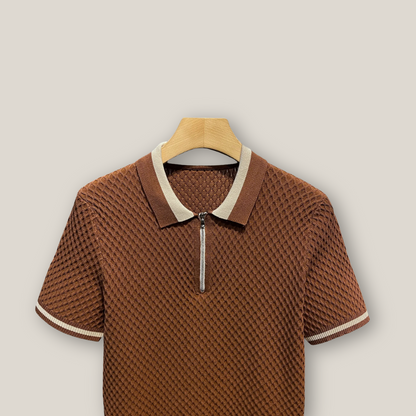 Viventi | Men's Casual Cotton Zip Polo