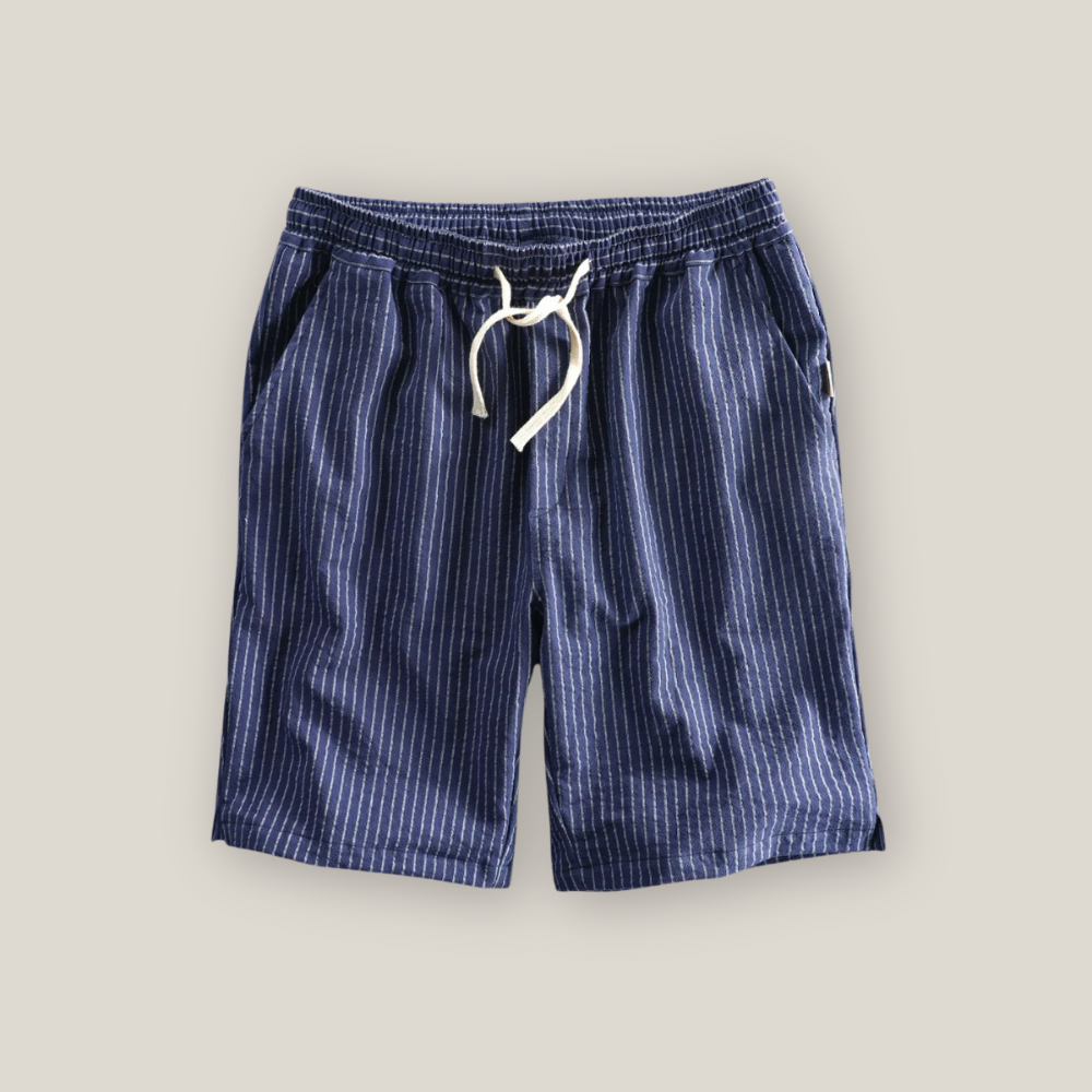 Viventi | Men's Casual Striped Linen Shorts