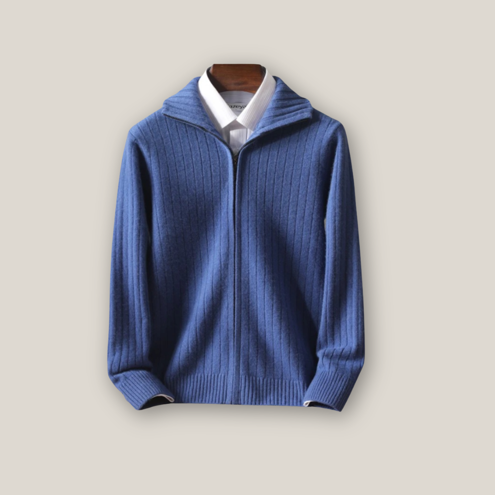 Viventi | Pull décontracté en laine mérinos avec fermeture éclair pour homme