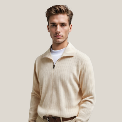 Viventi | Pull décontracté en laine mérinos avec fermeture éclair pour homme