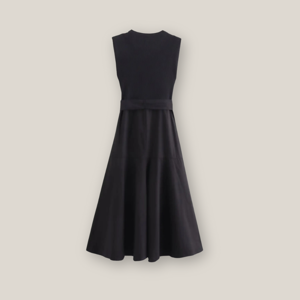Viventi | Women's Casual Midi Sleeveless Dress With Belt