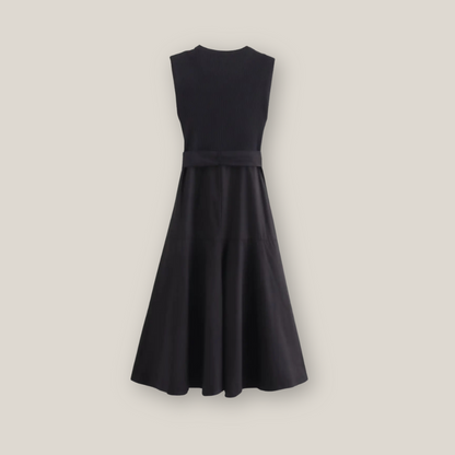 Viventi | Women's Casual Midi Sleeveless Dress With Belt