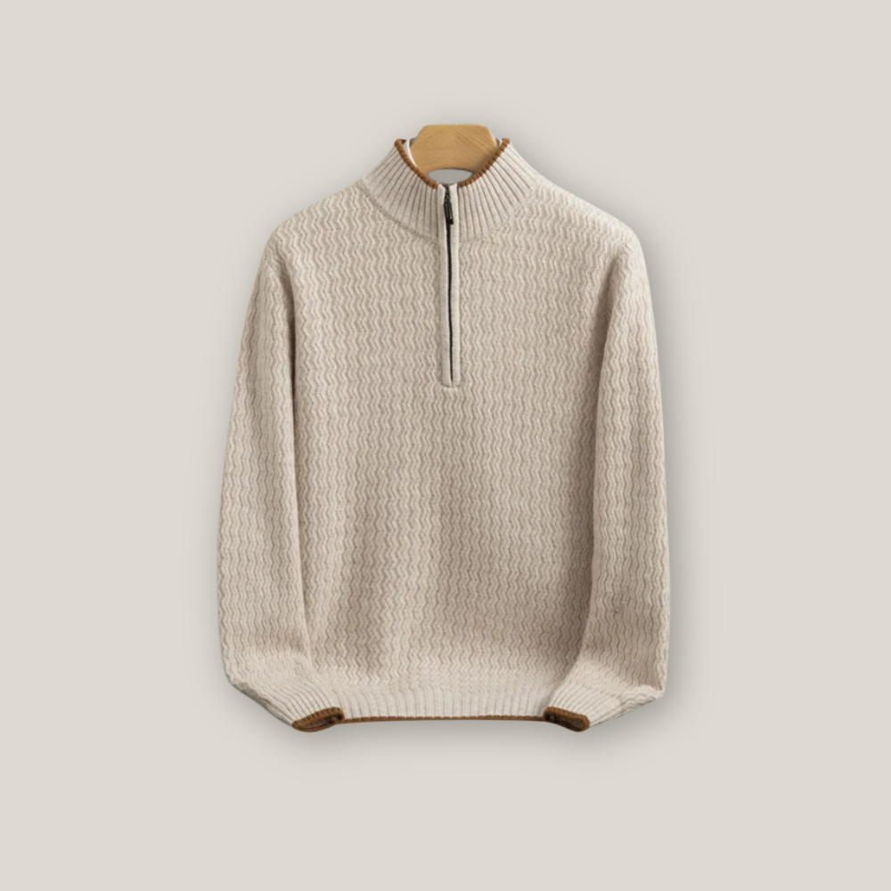 Viventi | Pull décontracté en laine à quart de zip pour homme