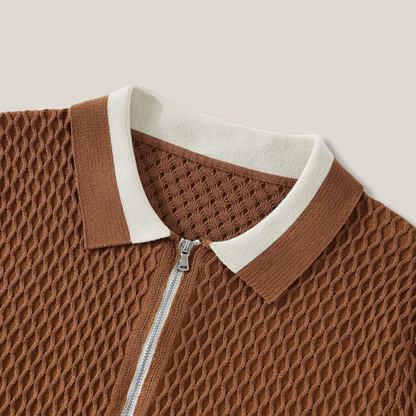 Viventi | Men's Casual Cotton Zip Polo