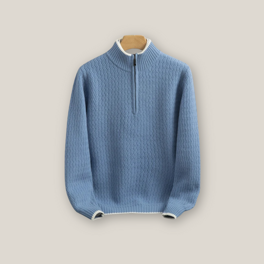Viventi | Men's Casual Wool Quarter Zip Jumper