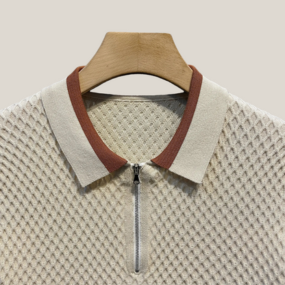 Viventi | Men's Casual Cotton Zip Polo