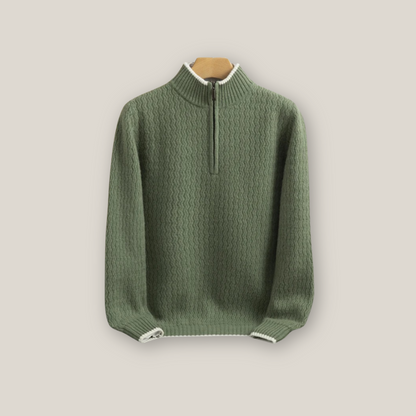 Viventi | Pull décontracté en laine à quart de zip pour homme