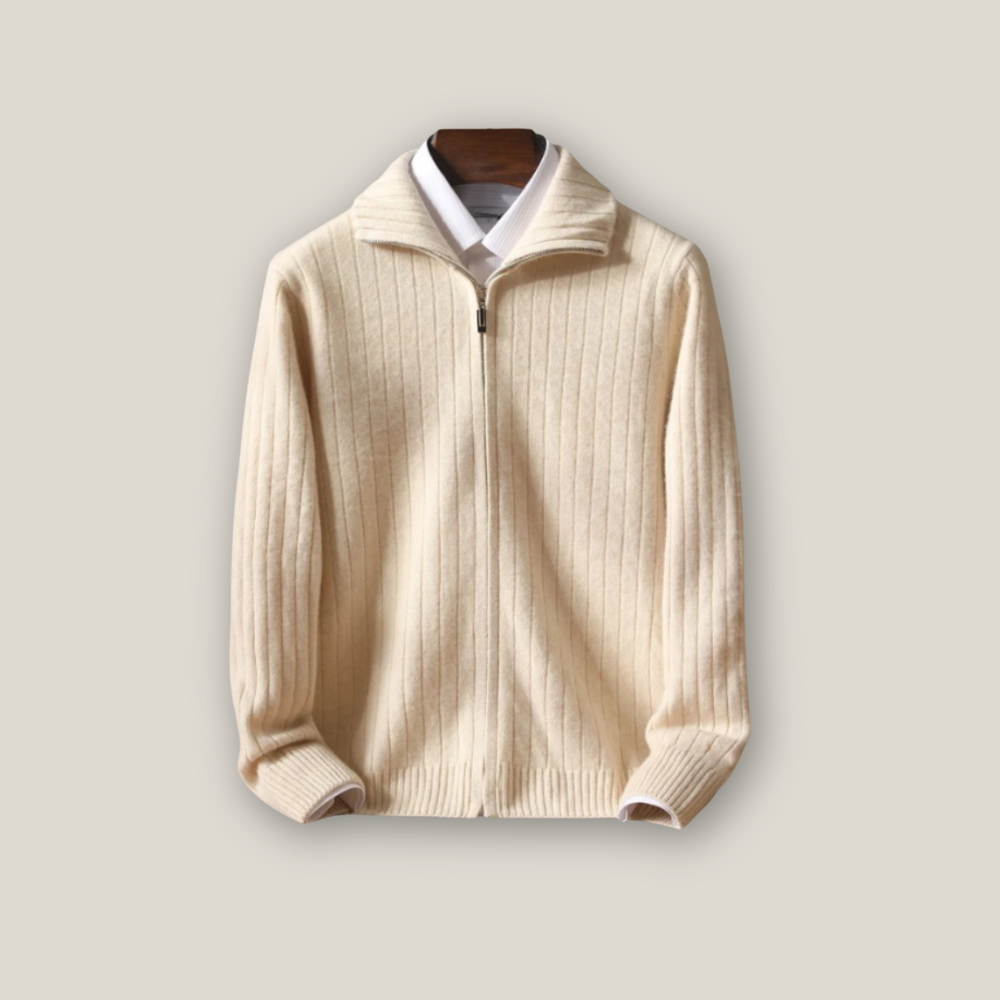 Viventi | Pull décontracté en laine mérinos avec fermeture éclair pour homme