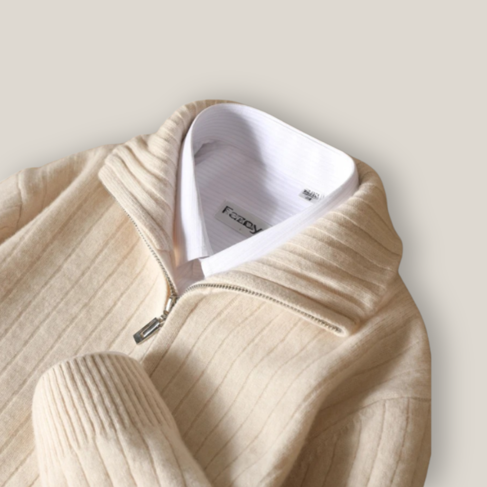 Viventi | Pull décontracté en laine mérinos avec fermeture éclair pour homme