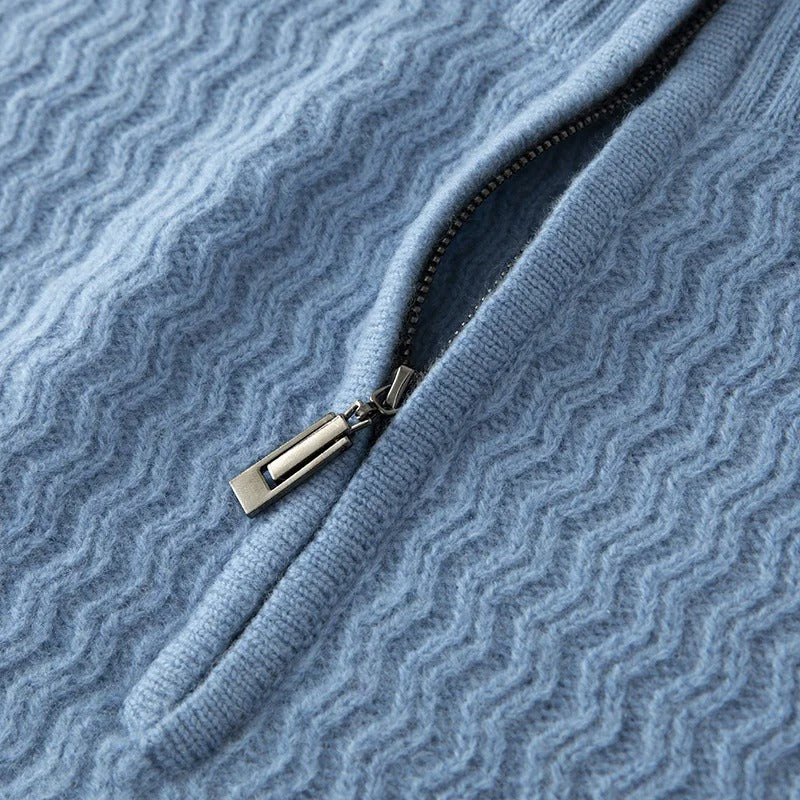 Viventi | Pull décontracté en laine à quart de zip pour homme